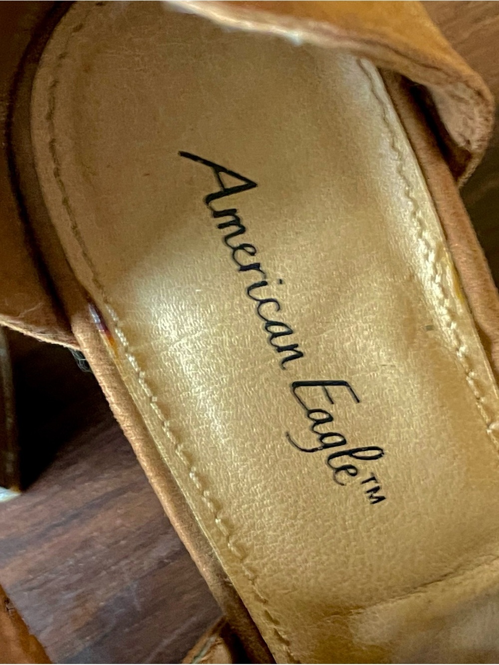 American Eagle Cut Out Open-Toe Faux Suede Tan/Brown Block Heel Booties/Sandals - Picture 11 of 12